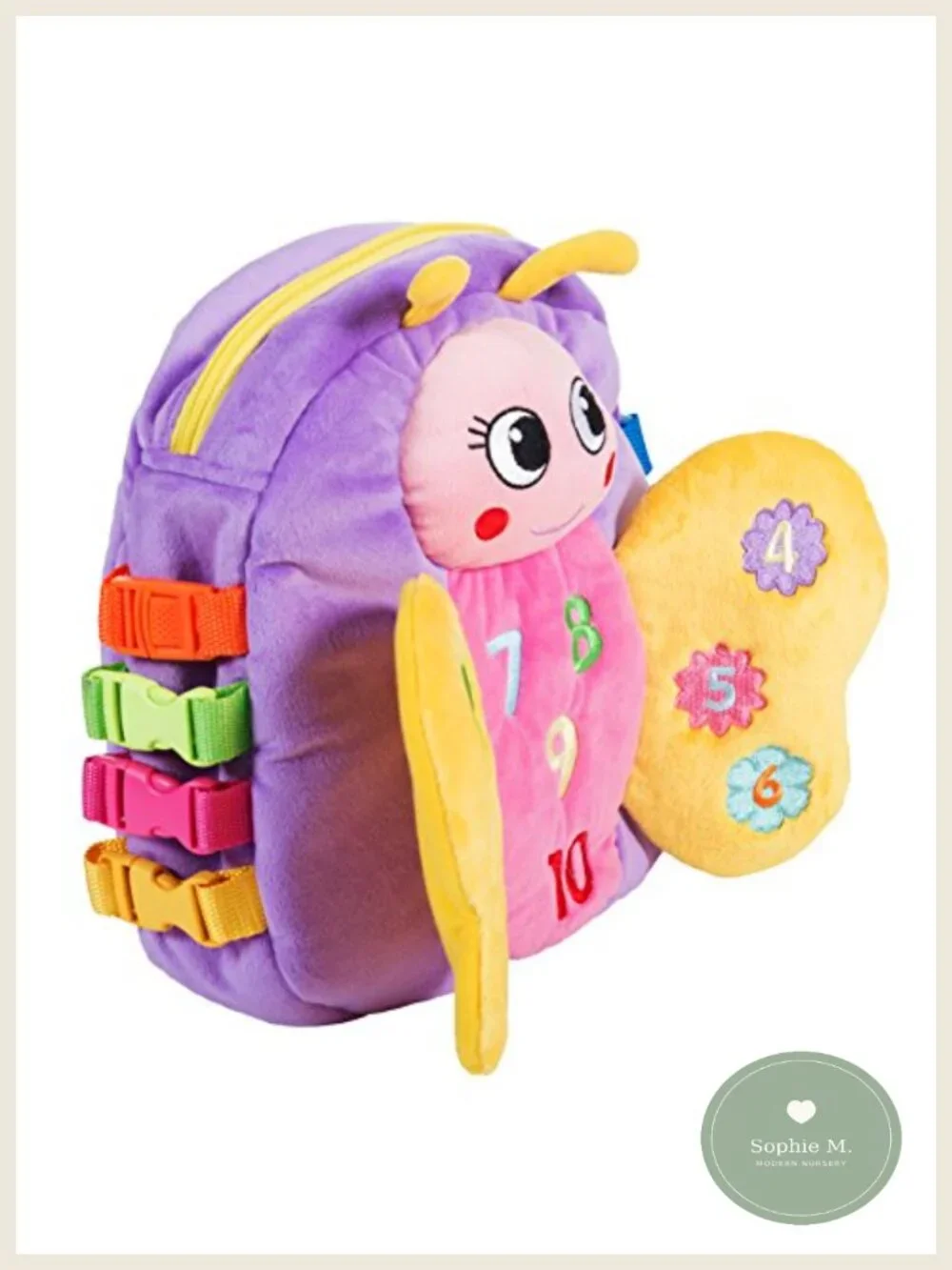 Educational Toddler Backpack Plush Activity Toy with Buckles